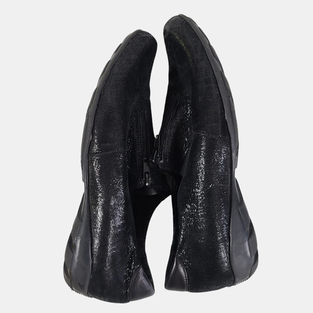 Vaneli Sport Front Zip Sneaker Nubuck Reptile Leather Comfort Shoes Black 9 - Picture 6 of 9